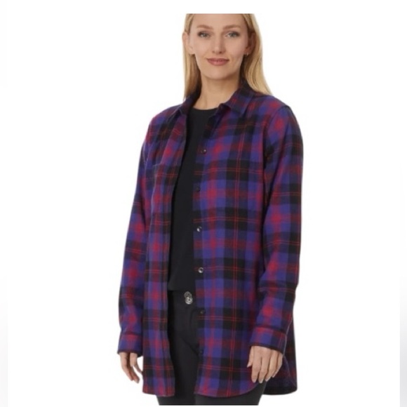 L.L. Bean Tops - L.L. Bean Slightly Fitted Scotch Plaid Button Down Flannel Shirt Women NWOT LL